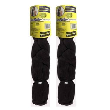 Imagem de Super Jumbo Braid Fibra Sintética para Box Braids, Tranças Nagô, Fulani, Crochet Braids e Twists - 2 Pacotes de 399g | Marca Ser Mulher | Ideal para Penteados Afro com Naturalidade e Durabilidade