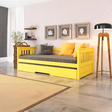 Imagem de Bicama Solteiro Mission Estilo Sofá em Madeira Maciça/mdf Amarelo