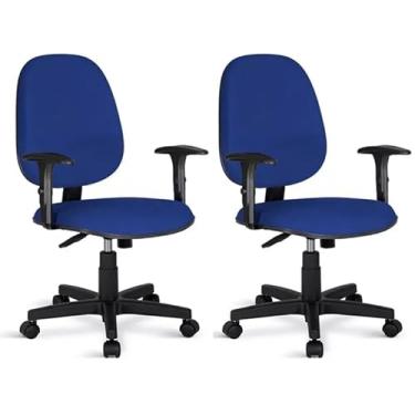 Imagem de Kit 2 Cadeiras Diretor Giratória com Relax, Braços Ajustáveis, Ergonomia Certificada e Revestimento em Tecido Azul para Escritório, Home Office e Bancadas - Escritex