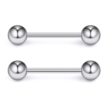 Imagem de Gnznzko 14G 16G Astm F136 Anéis de língua de mamilo de titânio reto industrial barra G23 grau implante sólido titânio mamilo língua cartilagem barras piercing joias para mulheres homens 12 mm - 40 mm,