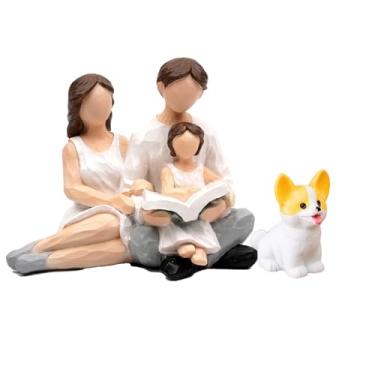 Imagem de LBSDJDL Estátua de família de três de quatro de cinco família pai-filho estátua figura americana feliz pai-filho (E)