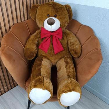 Imagem de Urso pelúcia grande Mel com laço removível chá revelação - Mini Fofos,