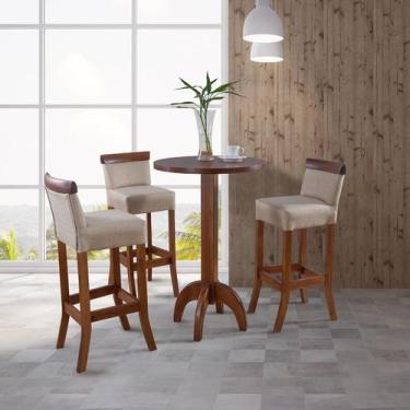 Imagem de Kit Mesa Bistrô Redonda com Banquetas Alta Diamantina em Madeira Maciç