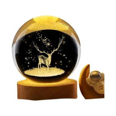 Imagem de Bola de Cristal 3D com Sistema Solar Gravado a Laser - Luz Noturna de 