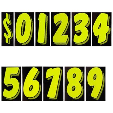 Imagem de Adesivos de vinil para para-brisas de 7 1/2 - verde | Adesivos de números de preços de lotes de carros Chartreuse, 11 dúzias com cada pacote com 12 adesivos de número grande 132 peças suprimentos para