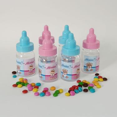 Imagem de Mamadeirinha para Lembrancinha Chá Revelação Urso Príncipe e Ursa Princesa Pacote com 10 unidades