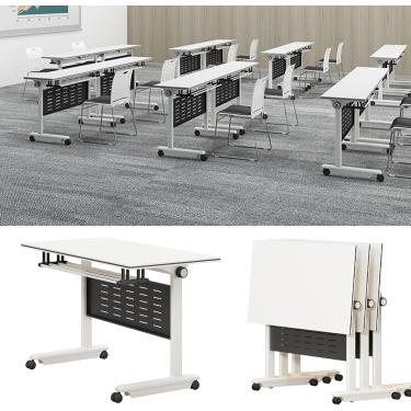 Imagem de Mesa De Conferência Dobrável De 4 Pacotes, Mesa De Treinamento Móvel Flip Top Com Rodízios Fixáveis E Placa Defletora, Mesa De Reunião Dobrável Para Escritório, S, 180 * 40 * 75cm