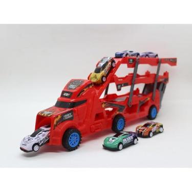 Imagem de Caminhão Cegonha de Fricção com 6 Carrinhos de Metal