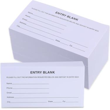 Imagem de Kosiz 1000 folhas de bilhetes de sorteio, formulários de entrada dupla para sorteio de bilhetes com nome, telefone, e-mail para eventos escolares de leilão, concursos de rede, marketing (branco)