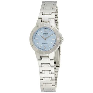 Imagem de Casio Relógio feminino analógico de quartzo LTP-1177A-2A azul claro analógico quartzo mostrador prata metal moderno