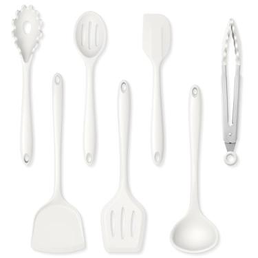 Imagem de Herogo Conjunto de utensílios de cozinha de silicone, conjunto de utensílios de cozinha de 7 peças, ferramentas de cozinha resistentes ao calor, torneira, colher, concha de sopa, servidor de massa