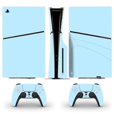 Imagem de Adesivo Skin para console de disco fino PS5 Capa de decalque de vinil protetora para PS5 Slim Controller (azul claro)