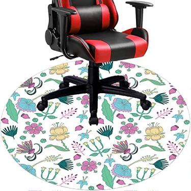 Imagem de Tapete de cadeira de escritório com flores, textura de flor, tapete de cadeira de mesa para piso de madeira de escritório em casa, protetor de piso de pilha baixa, redondo 78,7 cm
