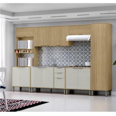 Imagem de Cozinha Modulada 6 Peças Vick Castanho Off White - MX MOVEIS