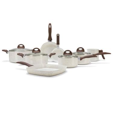 Imagem de Conjunto De Panelas Brinox Ceramic Life Smart Plus 4791/105 Antiaderente 8 Peças Vanilla