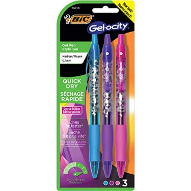 Imagem de BIC Gel-ocity Quick Dry Caneta de gel fashion edição especial, ponta média (0,7 mm), cores sortidas da moda, 3 unidades