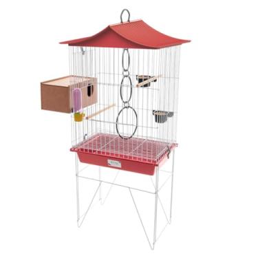 Imagem de Viveiro Gaiola Calopsita Epóxi Agapornis Aves com Ninho Criadeira Acessórios Vivo Pet (Vermelho)