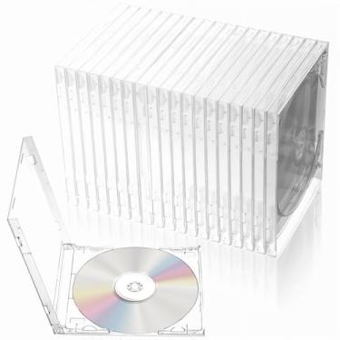 Imagem de HOFURME 20 peças de capas transparentes de CD, caixas de joias para CDs, suporte de disco único padrão com bandeja transparente (14,2 cm x 12,5 cm)