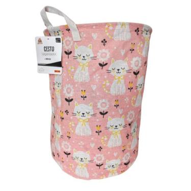 Imagem de Cesto Organizador Infantil Multiuso para Roupas Brinquedos  Alças Refo