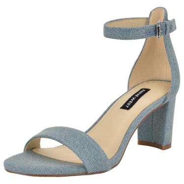 Imagem de NINE WEST Sandália feminina de salto Pruce, Jeans azul claro 450, 39