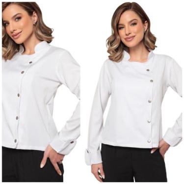 Imagem de Dolma Feminina Branca Antonia com elastano - Gardenia Jalecos, M