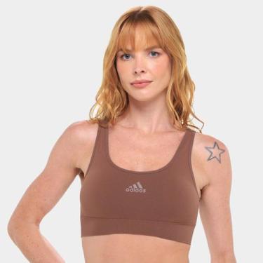 Imagem de Top Adidas Bojo Removível Feminino, Marrom escuro, G