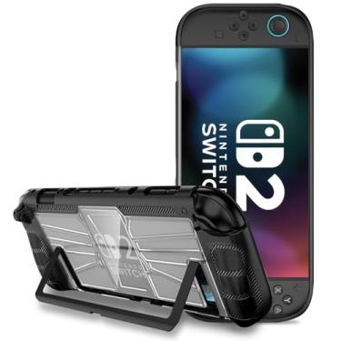 Imagem de BOVKE Protective Case for Nintendo Switch 2 2025, TPU Soft Grip Cover + Hard PC Case with Ergonomic Design, Shock-Absorption & Anti-Scratch Compatible with Nintendo Switch 2 Console and JoyCon, Black