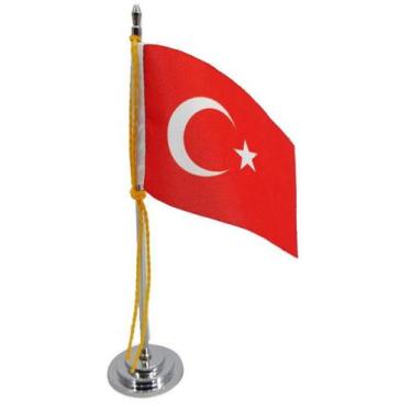 Imagem de Mini Bandeira De Mesa Da Turquia 15 Cm Poliéster - Sp Bandeiras