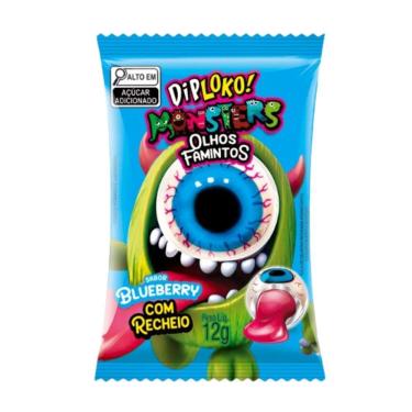 Imagem de Bala de Gelatina Diploko Monsters Olhos Famintos Sabores com Recheio 12g