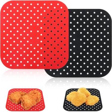 Imagem de Kit 2 Tapetes Forro Protetor Silicone Air Fryer Fritadeira Reutilizável Libre BPA Universal Antiaderente Forno Microondas Resistente ao Calor
