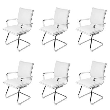 Imagem de Kit 6 Cadeiras para Escritorio Interlocutor Italiano Estofada em Sintético 3304 Branco