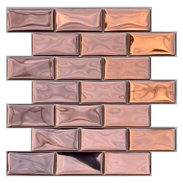 Imagem de Pastilha AdesivaTijolinho Dourada Rosê Kit 4 Placas