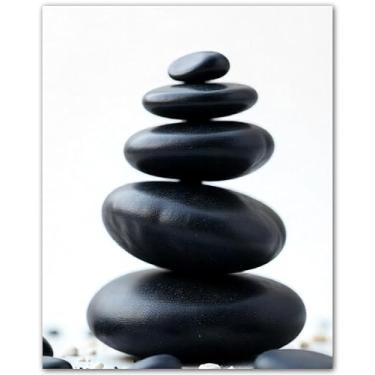 Imagem de ZUKIY Stone Balance - Pôster de arte de parede preto e branco 20 x 25 sem moldura - Decoração minimalista de banheiro para spa ou espaço de meditação - Imagem zen moderna calmante para paredes de