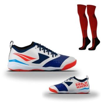 Imagem de Kit 01 Chuteira Futsal Penalty Max 1000 CBFS + 01 Meião Penalty Matis Treino 39-44 (Vermelho+Vermelho, BR, Adulto, Numérico, 42)