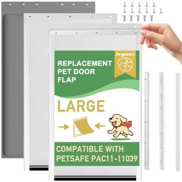 Imagem de Aba isolada de substituição de porta de cachorro de 3 abas com braçadeira, suporte de metal e parafusos, compatível com porta grande de alumínio PetSafe Extreme Weather, PAC11-11039 27 x 41 cm