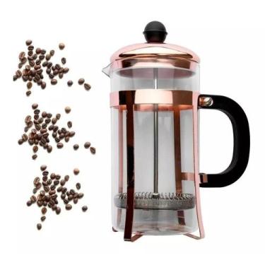 Imagem de Cafeteira Prensa Francesa Rose Gold Em Vidro Aço Inox 600ml - Clink
