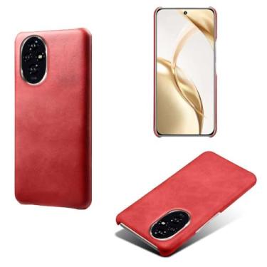 Imagem de Capa para Honor 200 PRO 5G,Proteção contra quedas,Casca de volta de cor sólida simples,Design de couro de imitação de plástico-Red