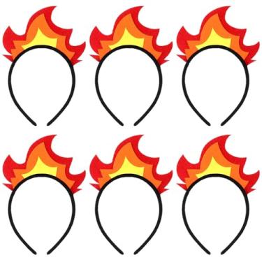 Imagem de Juinte Tiara com chama para o Dia das Bruxas, chapéu de feltro com coroa de chamas para fantasia de Halloween, cosplay, festa, adereços para fotos, Multi, approx. 8.07 x 5.51 inches