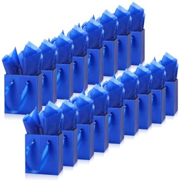 Imagem de Tenare 12 sacos pequenos de presente, mini sacos de papel a granel, pequenos com alça de tecido, para envolver joias, Halloween, Ação de Graças, Natal, festa de aniversário, suprimento de