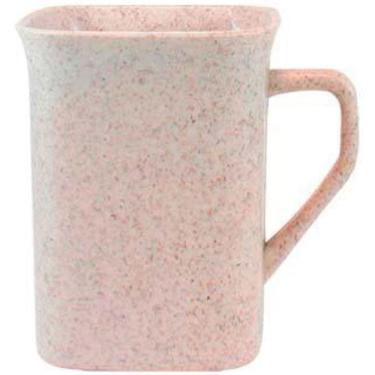 Imagem de Kit 4 Canecas Quadrada Fibra Madeira Palha 250Ml