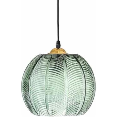 Imagem de WLHAZMWY Candeeiro pendente moderno nórdico de vidro pendente verde claro plissado abajur pendurado lustre simples para ilha de cozinha jantar (25 cm)