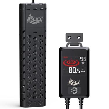 Imagem de AQQA Aquecedor de aquário de 1000 W para aquário 135-258 galões de vidro de quartzo betta termostato aquecedor submersível com controlador inteligente para água doce e salgada (AQ197-1000W para 135