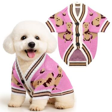 Imagem de PETCARE Suéter de cachorro pequeno, urso fofo, cardigã para cães pequenos, médios, meninos, meninas, gatos, roupas apenas para gatos, roupas de tricô macias e quentes para outono inverno chihuahua
