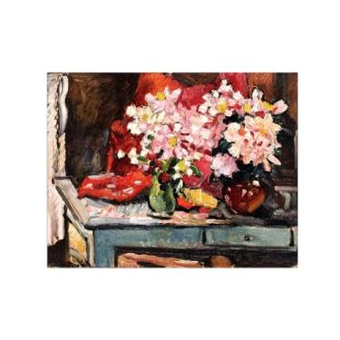 Imagem de Flores Pintura em tela Famosa Pintura Reprodução-Quadros para sala de estar-Dois buquês 2-Pôster e impressões 60x80cm Sem Moldura