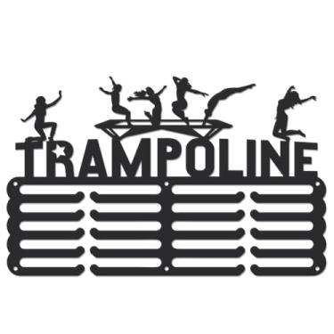 Imagem de SUPERDANT Suporte de medalha de trampolim, suporte de medalha de trampolim, organizador de metal, 5 fileiras, 20 cabides, ganchos antiderrapantes, presentes para trampolim 40 x 25 cm