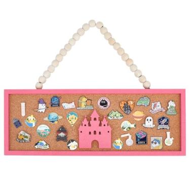 Imagem de BENECREAT Placa retangular para castelo, quadro de cortiça, quadro de exibição de avisos de 38 x 12 cm, quadro de cortiça montado na parede para exibição de broches, coleção de pinos, escritório, casa