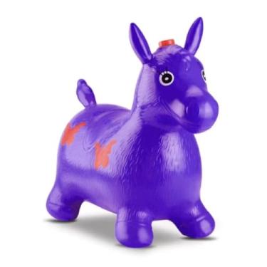 Imagem de Cavalinho Upa Upa Brinquedo Com Som Inflável Pocoto Com Música Infantil e Led Pula Pula (58 Cms) (ROXO)
