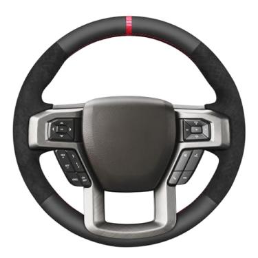 Imagem de MEWANT Capa de volante costurada à mão para Ford F-150 F150 2015-2020/F-250 F250 2017-2022/F-350 F350 2017-2022/F-450 F450 2017-2022/Expedition 2022/Expedition 2022 18-20 53 cm