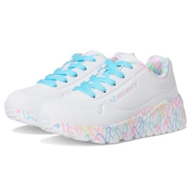 Imagem de Skechers Tênis feminino Uno Lite-Lovely Luv 314976l (criança pequena), Branco/Rosa/Turquesa, 13 Little Kid