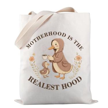 Imagem de PWHAOO Silly Goose Mom Tote Bag Motherhood is the Realest Hood Tote Bag Goose Motherhood Gift, Bolsa com capuz Motherhood Realest